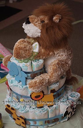 lion teether nappy cake