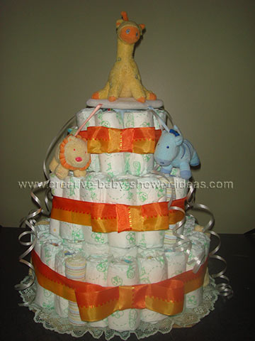 orange giraffe nappy cake