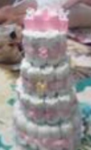 pink girl diaper cake