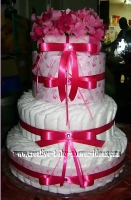 Pink Diaper Cake hot pink girl diaper cake with rhinestones