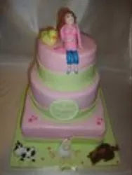 3 tier pink and green belly cake