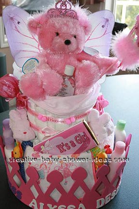 princess teddy bear diaper cake