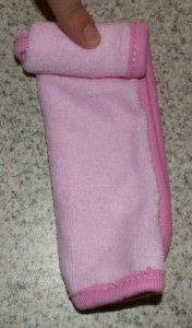 roll the washcloth like a rose 