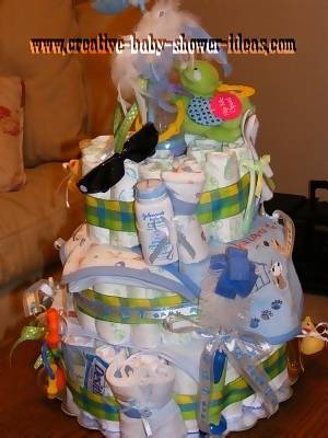 back of stork diaper cake