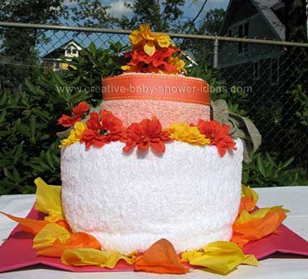 orange fall towel cake