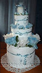 blue and white flower towel cake