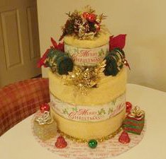 christmas towel cake
