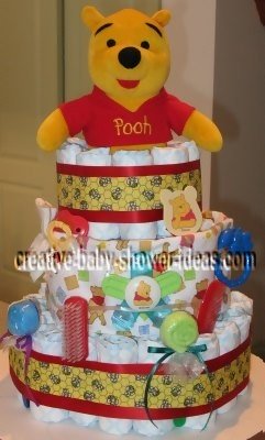 red honey bee winnie the pooh diaper cake