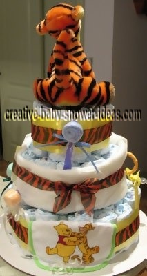 back of tigger stripes diaper cake